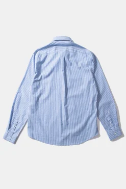 Cheap Striped Linen Shirt Plain Light Blue Men Shirts