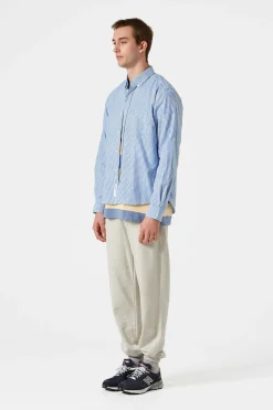Cheap Striped Linen Shirt Plain Light Blue Men Shirts