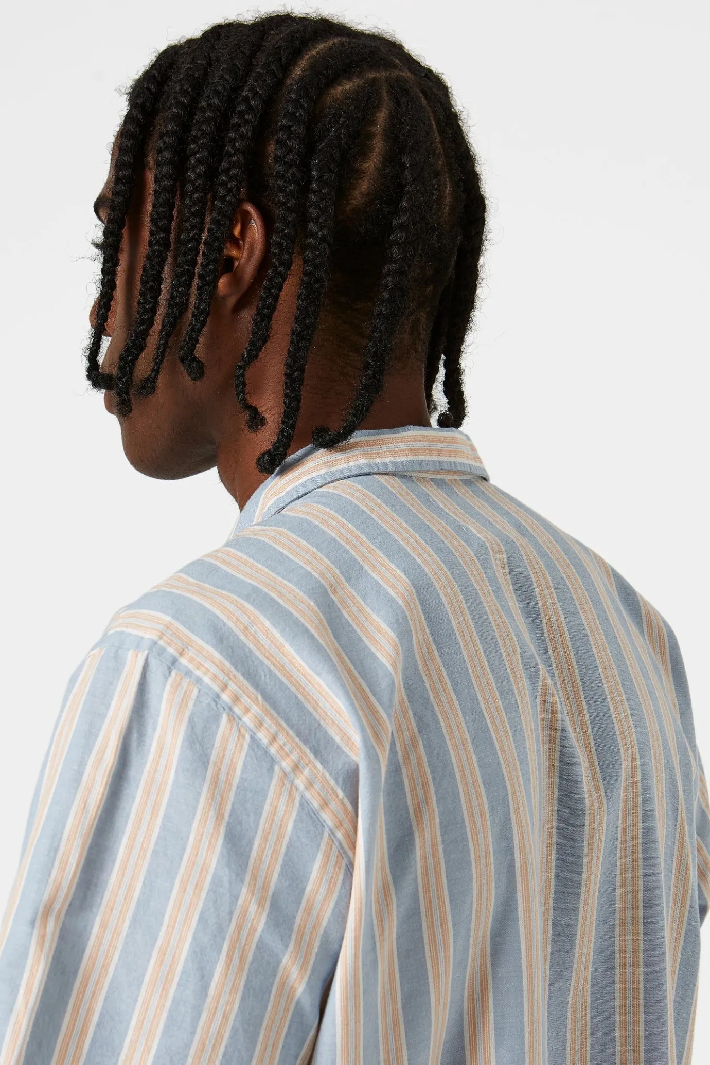 Store Striped Short Sleeve Plain Light Blue Men Shirts