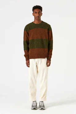 Discount Stripes Sweater Plain Green Men Knitwear
