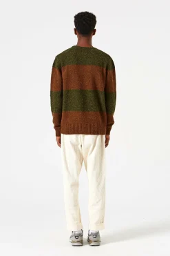 Discount Stripes Sweater Plain Green Men Knitwear
