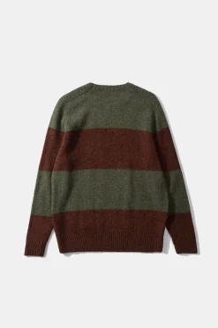 Discount Stripes Sweater Plain Green Men Knitwear