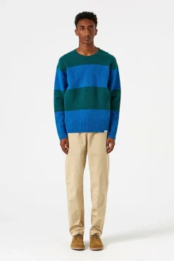 Fashion Stripes Sweater Plain Navy Men Knitwear