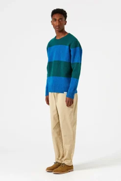 Fashion Stripes Sweater Plain Navy Men Knitwear