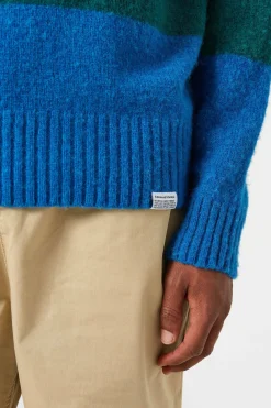 Fashion Stripes Sweater Plain Navy Men Knitwear