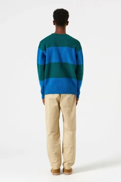 Fashion Stripes Sweater Plain Navy Men Knitwear