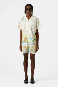 Shop Summer Classic Plain Off White Men Swimwear