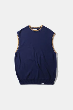 Sale Sunset Vest Plain Navy Men Knitwear