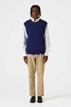Sale Sunset Vest Plain Navy Men Knitwear