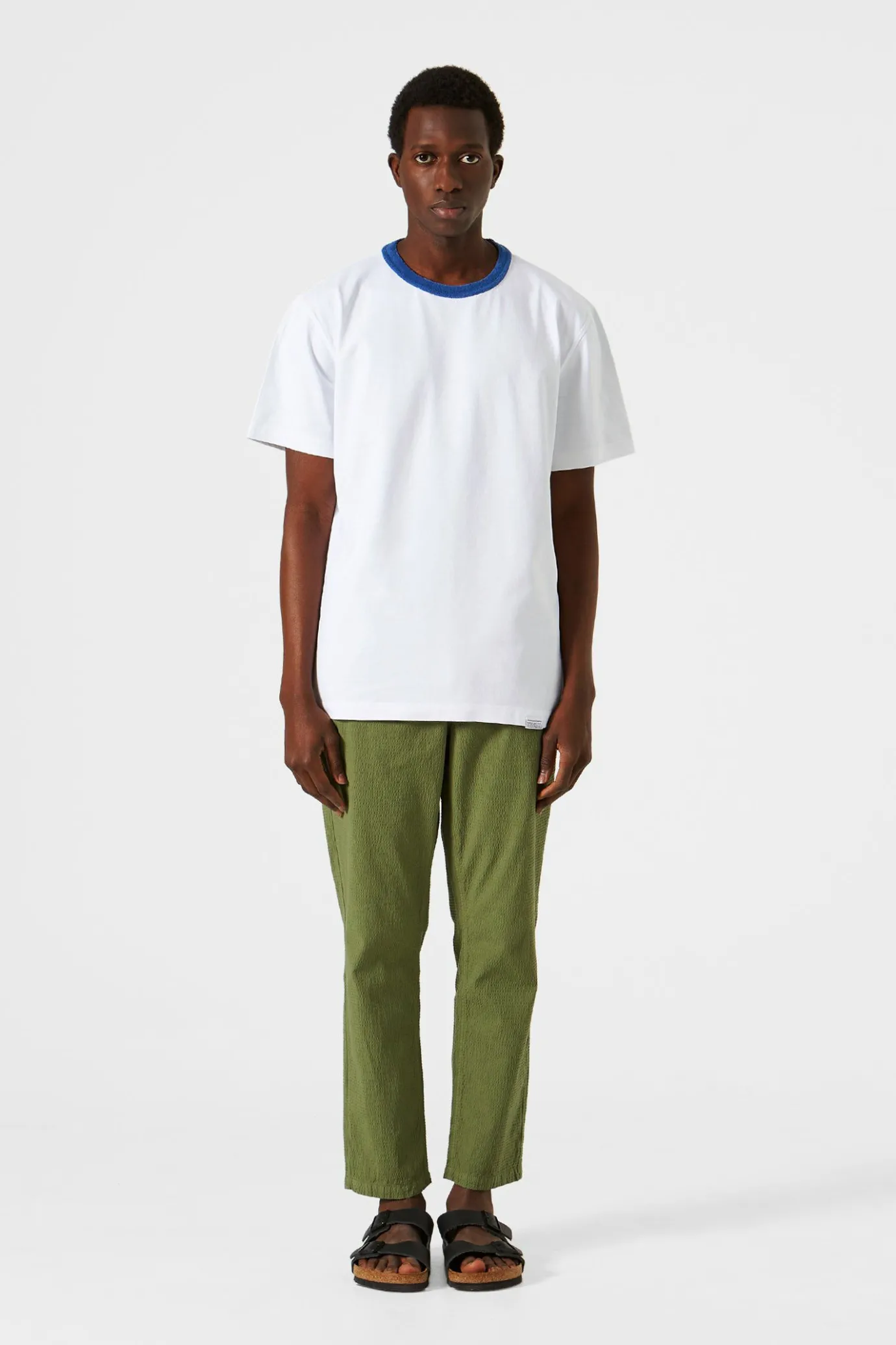 New Terry Color Rib Plain Off White Men T-Shirts
