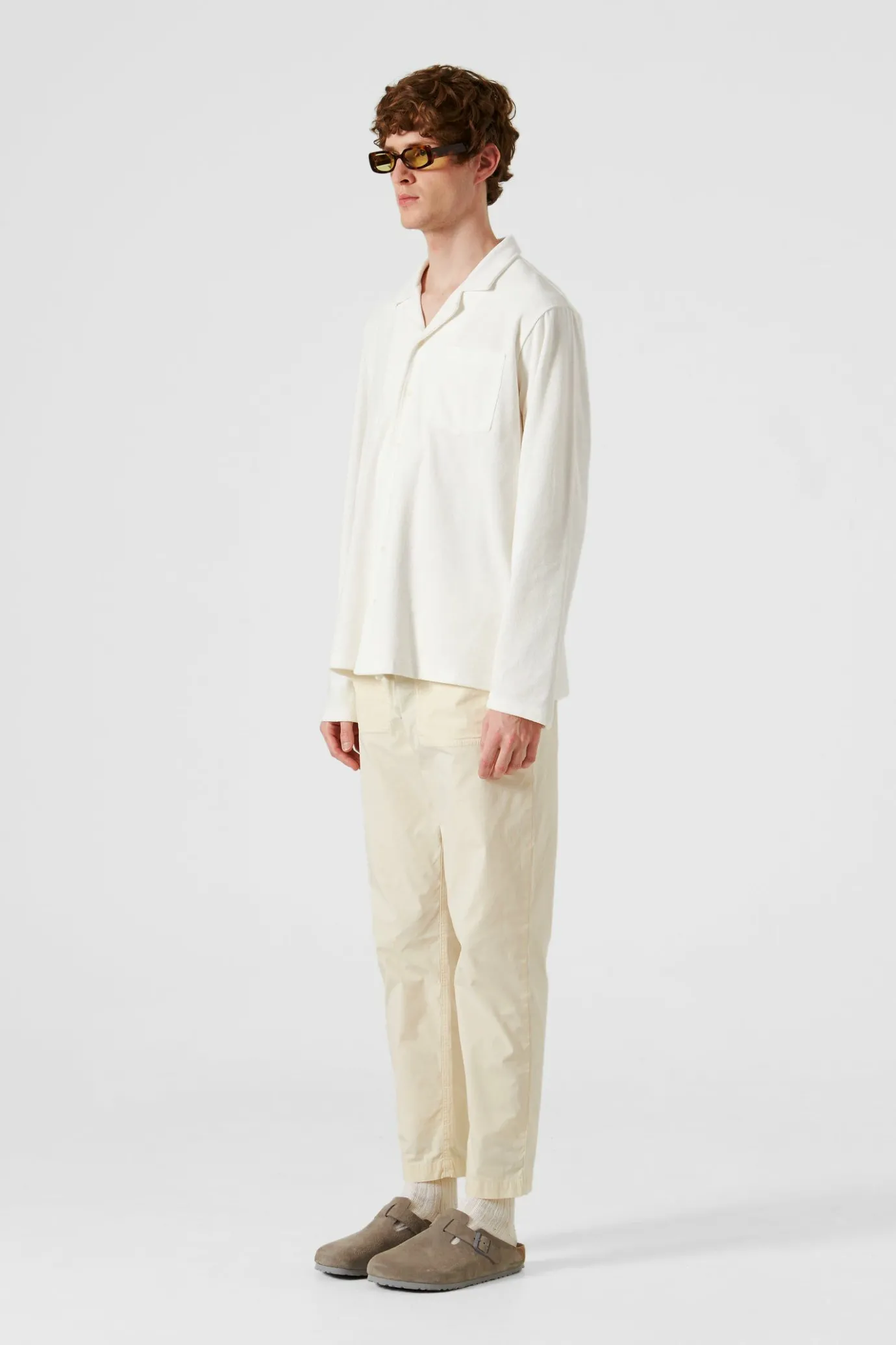 Hot Terry Long Shirt Plain Off White Men Shirts