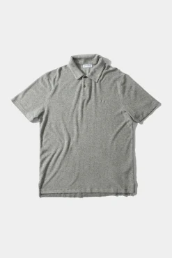 Fashion Terry Polo Plain Grey Melange Men Polos