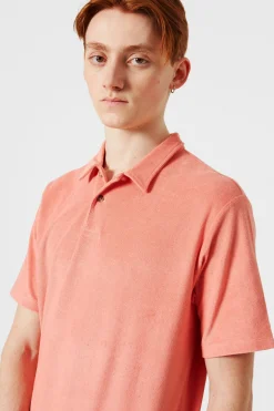 Flash Sale Terry Polo Plain Salmon Men Polos