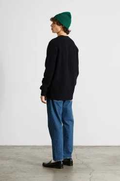 Cheap Upper Cardigan Plain Navy Men Knitwear