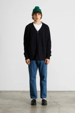 Cheap Upper Cardigan Plain Navy Men Knitwear