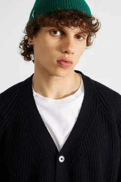 Cheap Upper Cardigan Plain Navy Men Knitwear