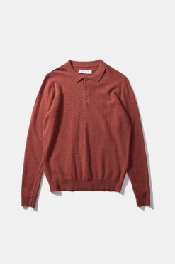 Online Wool Polo Plain Copper Men Knitwear