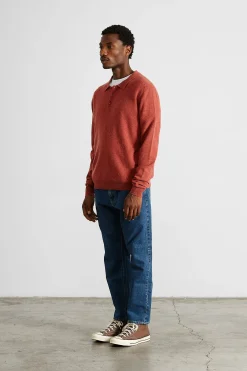 Online Wool Polo Plain Copper Men Knitwear