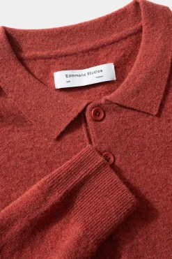 Online Wool Polo Plain Copper Men Knitwear