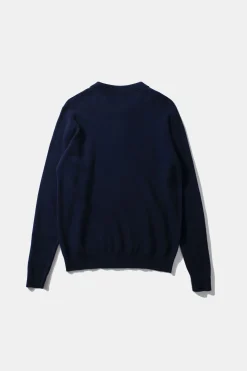 Flash Sale Wool Polo Plain Navy Men Knitwear