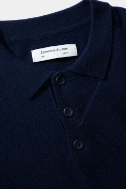 Flash Sale Wool Polo Plain Navy Men Knitwear