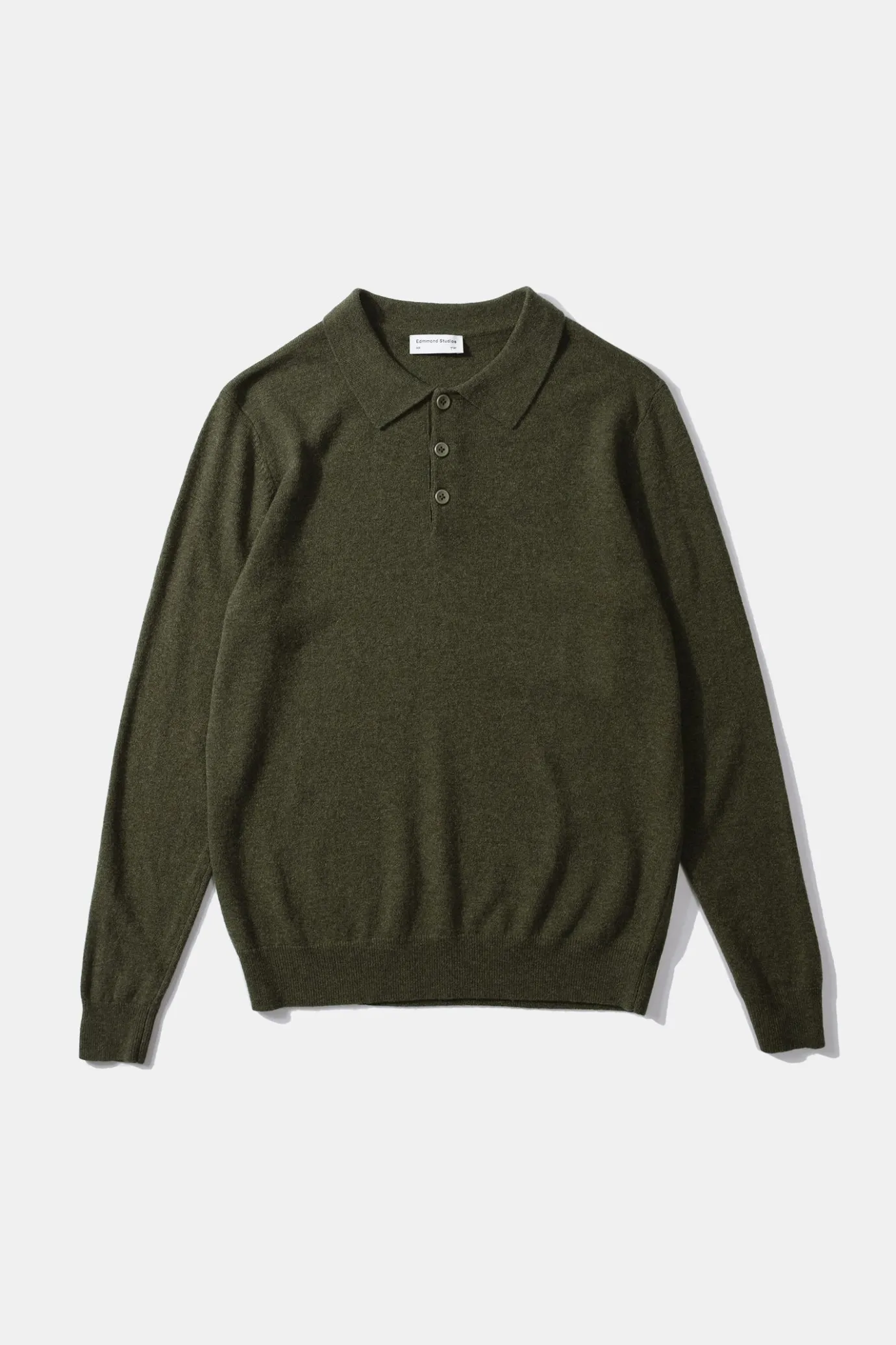 Fashion Wool Polo Plain Olive Men Knitwear