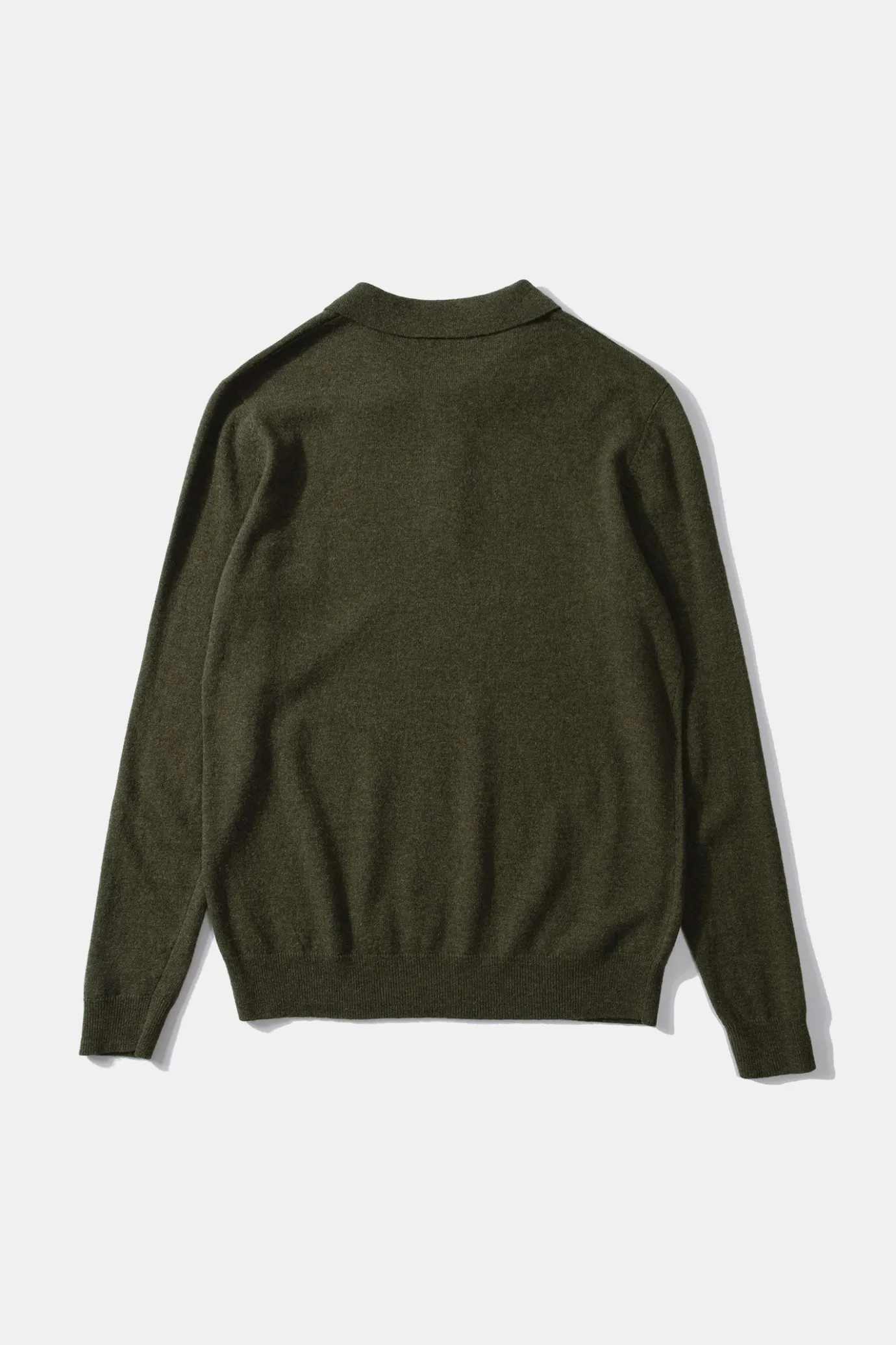 Fashion Wool Polo Plain Olive Men Knitwear